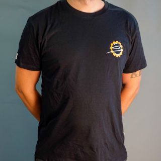 Bild von NEU Stecher Motorradtechnik T-Shirt seitliches großes Logo schwarz 